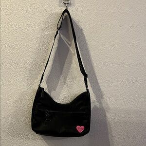 Juicy Couture Black Shoulder Bag with Pink Heart Accent